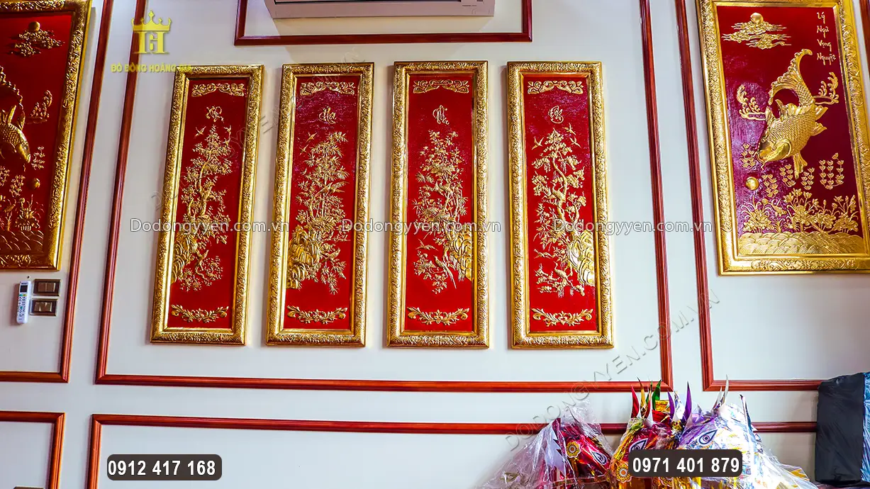 Bức tranh mang lại vẻ đẹp uy nghi&ecirc;m v&agrave; sang trọng cho kh&ocirc;ng gian thờ nh&agrave; gia chủ